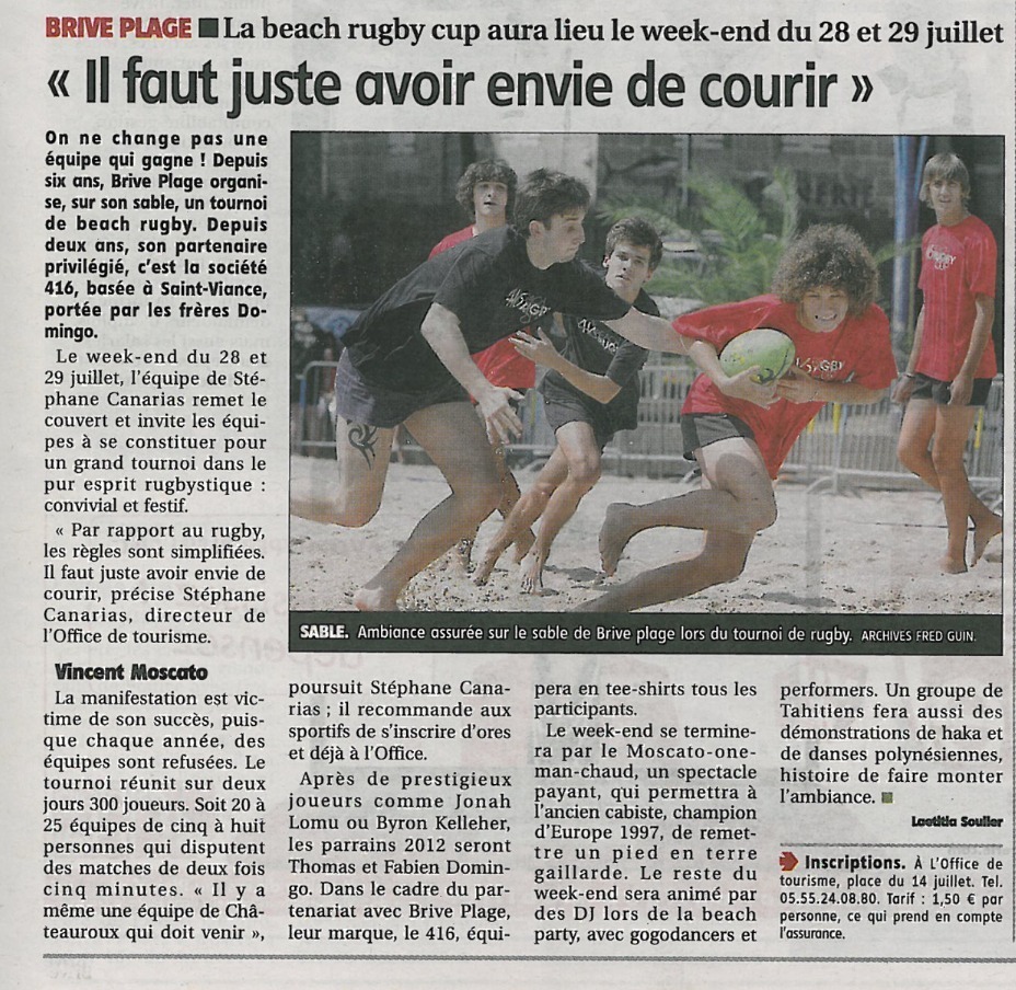 La Montagne - La 416 Beach Rugby Cup - Il faut juste avoir envie de courir