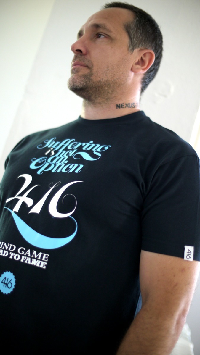 Pierre Magnol, designer et associé de 416, porte le modèle 416 Suffering Pierre Magnol, designer et associé de 416, porte le modèle 416 Suffering