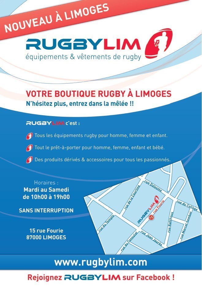 Rugbylim - Nouvelle boutique à Limoges qui propose du 416 Wear et 416 Rugby ! Rugbylim - Nouvelle boutique à Limoges qui propose du 416 Wear et 416 Rugby !