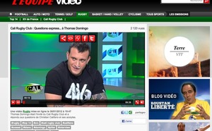 Vidéo - Thomas Domingo habillé en 416 Wear modèle Explode au Cali Rugby Club sur l'Equipe TV le 30 janvier 2012